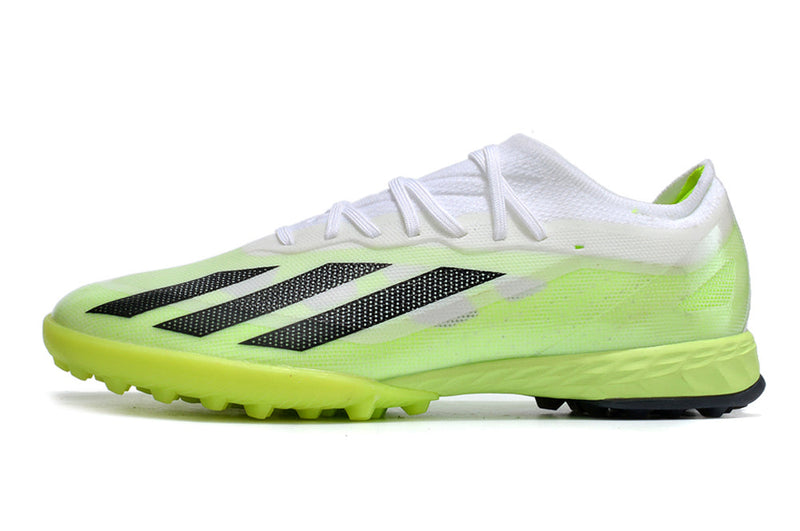 Chuteira Society Adidas X Crazyfast.1 TF Branca e Verde "Crazyrush Pack"