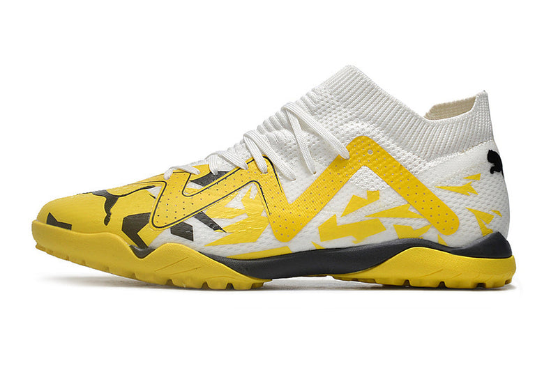 Chuteira Society Puma Future Ultimate TF Amarela e Cinza "Voltage Pack"