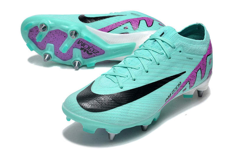 Chuteira Campo Nike Air Zoom Mercurial Vapor 15 Elite Trava Mista Azul e Roxa "Peak Ready Pack"