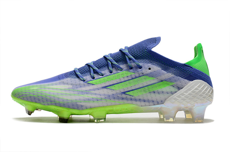 Chuteira Campo Adidas X Speedflow.1 FG Azul e Verde "Special Adizero Prime"