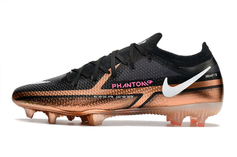 Chuteira Campo Nike Phantom GT2 Elite FG Preta e Cobre "Generation Pack"