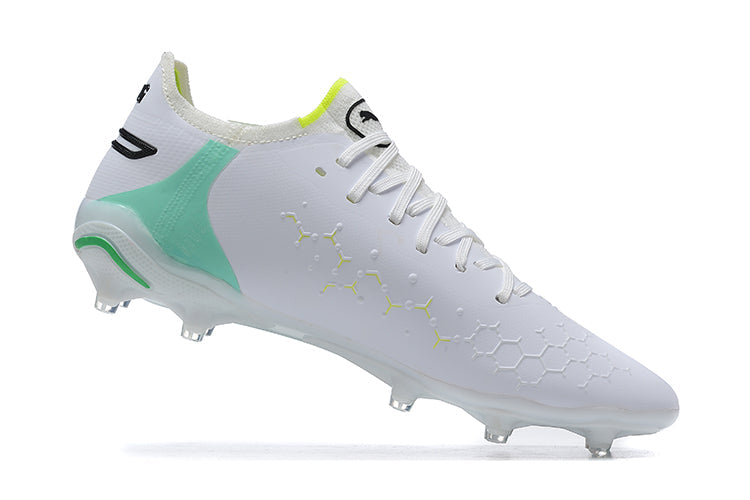 Chuteira Campo Puma King Ultimate FG Branca e Verde " Pursuit Pack"