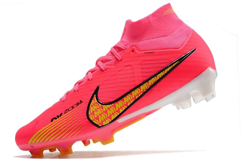 Chuteira Campo Nike Air Zoom Mercurial Superfly 9 Elite FG Rosa e Amarela