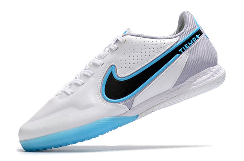 Chuteira Futsal Nike Tiempo Legend 9 Elite IC Branca e Azul "Blast Pack"