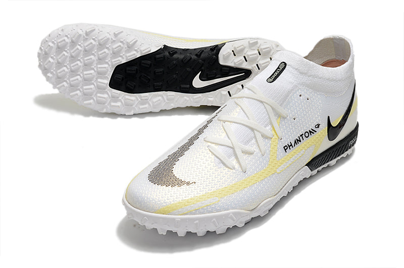 Chuteira Society Nike Phantom GT2 DF Elite TF Branco e Preto