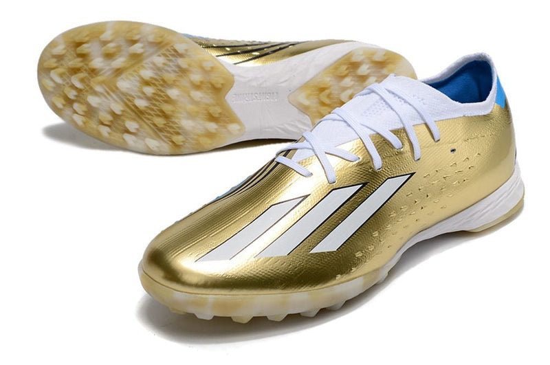 Chuteira Society Adidas X SpeedPortal Messi.1 TF Dourada "Leyenda"