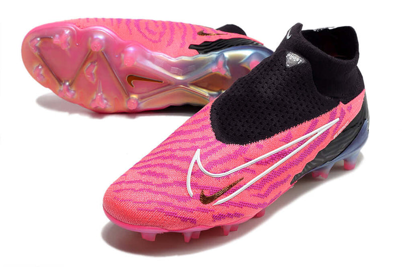 Chuteira Campo Nike Phantom GX DF Elite FG Rosa e Preta "Generation Pack"