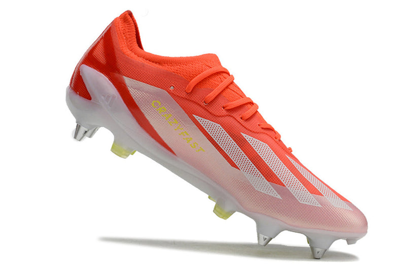 Chuteira Campo Adidas X Crazyfast Messi.1  Ponta de Aluminio Vermelha e Branca "Energy Citrus Pack"