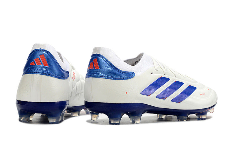 Chuteira Campo Adidas Copa Pure II + FG Branca, Azul e Vermelha "Advancement Pack"