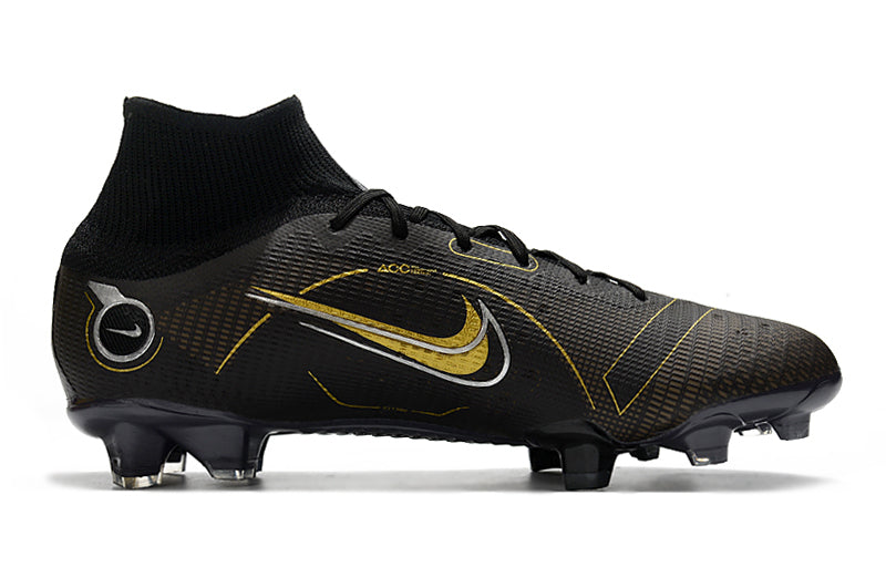 Chuteira Campo Nike Mercurial Superfly 8 Elite FG Preta e Dourada "Shadow Pack"