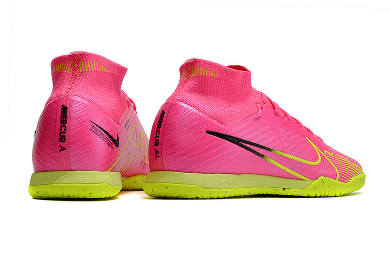 Chuteira Futsal Nike Air Zoom Mercurial Superfly 9 Elite IC Rosa e Verde "Luminous Pack"