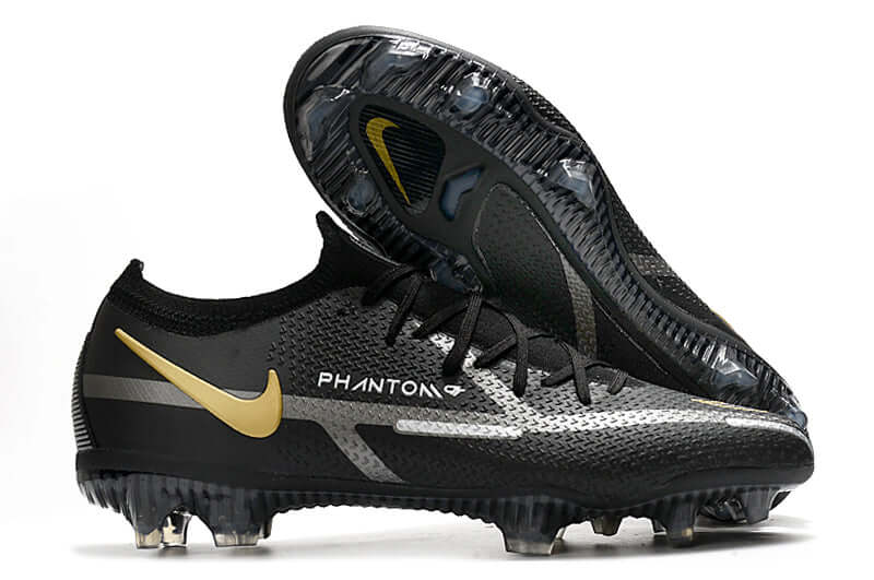 Chuteira Campo Nike Phantom GT2 Elite FG Preta e Dourada "Shadow Pack"