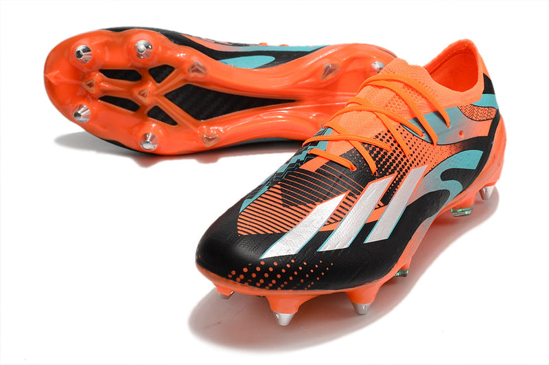 Chuteira Campo Adidas X Speedportal Messi.1 Ponta de Aluminio Laranja e Preta "L10NEL M35SI"