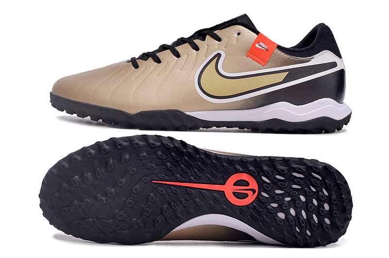 Chuteira Society Nike Tiempo Legend 10 Pro TF Preta e Dourado "Golden Touch"