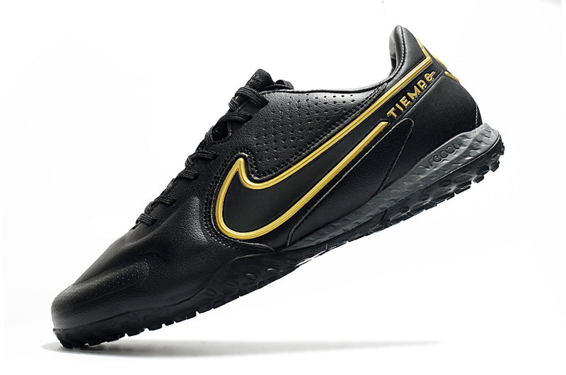 Chuteira Society Nike Tiempo Legend 9 Elite TF Preto e Dourado