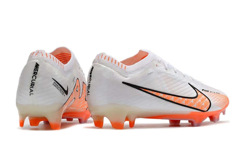 Chuteira Campo Nike Air Zoom Mercurial Vapor 15 Elite FG Branca e Laranja