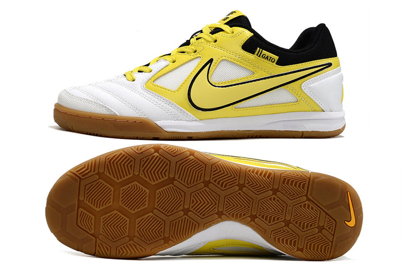 Chuteira Futsal Supreme x Nike SB Gato IC Branca, Amarelo e Preto