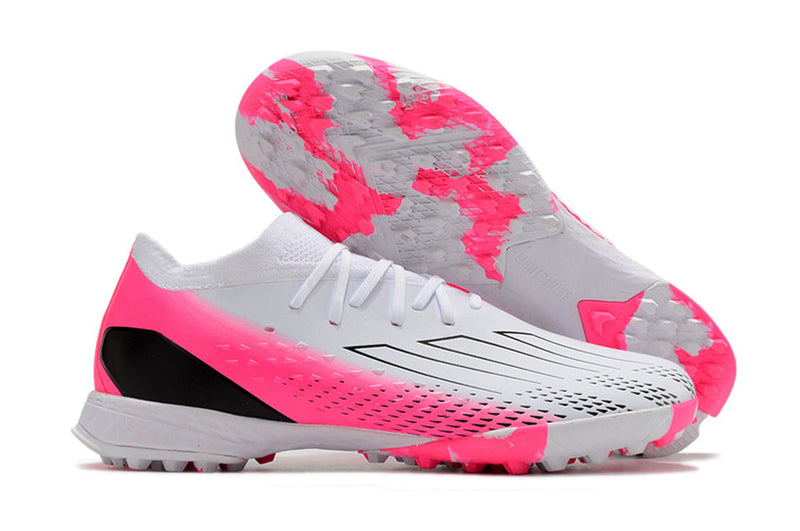 Chuteira Society Adidas X Speedportal.1 TF Branca e Rosa