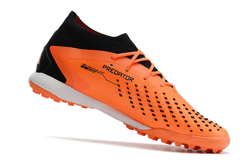 Chuteira Society Adidas Predator Accuracy.1 TF Preta e Laranja "Heatspawn Pack"