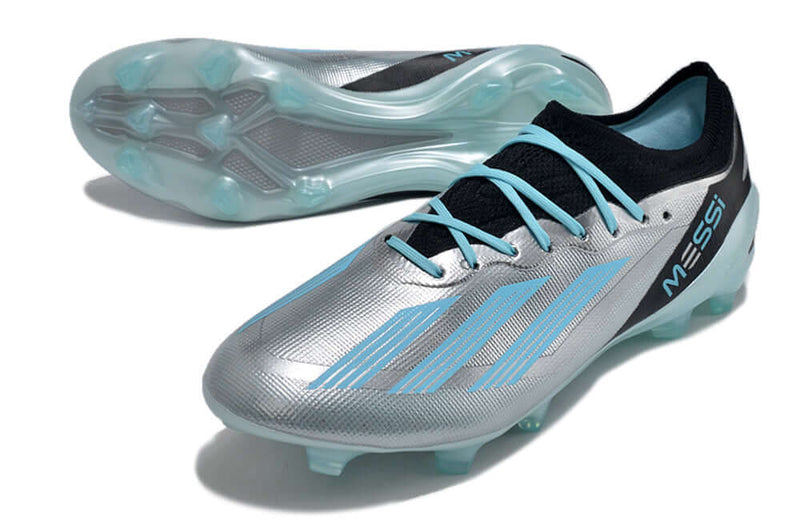 Chuteira Campo Adidas CrazyFast Messi.1 FG Prata e Azul "Infinito"