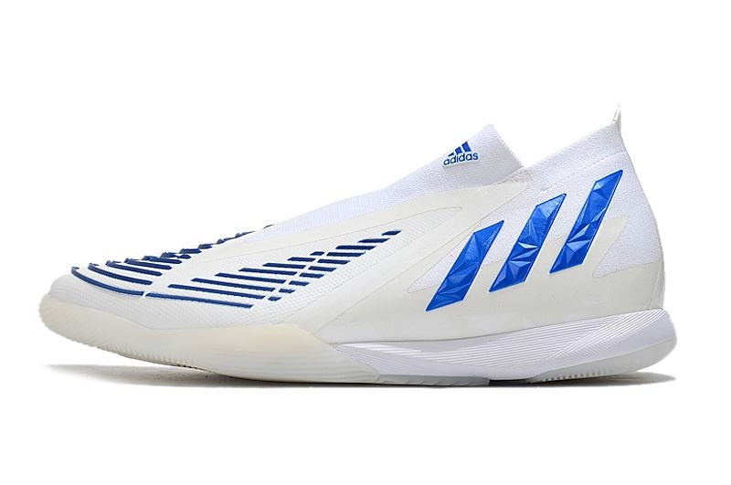 Chuteira Futsal Adidas Predator Edge+ IC Branca e Azul "Diamond Edge Pack"