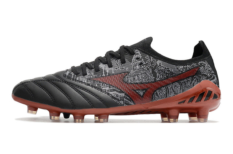 Chuteira Campo Mizuno Morelia Neo 3 FG Preta e Vermelha "Sergio Ramos"