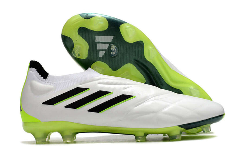 Chuteira Campo Adidas Copa Pure+ FG Branca e Verde "Crazyrush Pack"