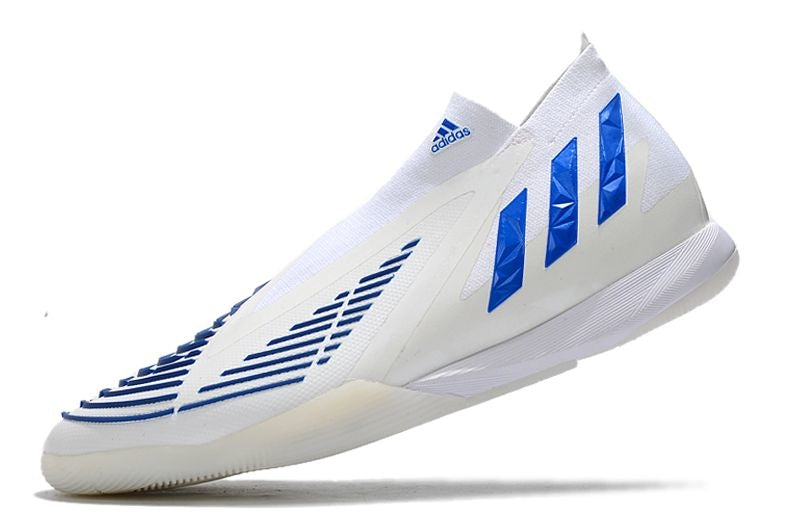 Chuteira Futsal Adidas Predator Edge+ IC Branca e Azul "Diamond Edge Pack"