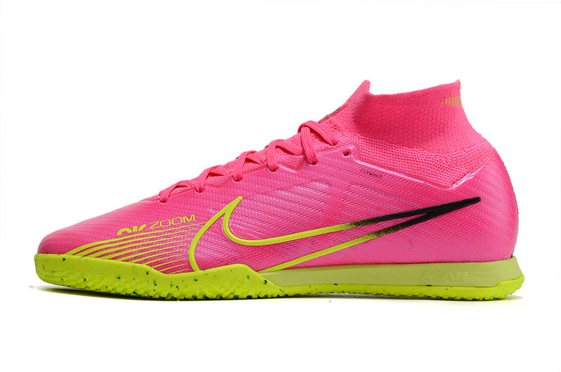 Chuteira Futsal Nike Air Zoom Mercurial Superfly 9 Elite IC Rosa e Verde "Luminous Pack"