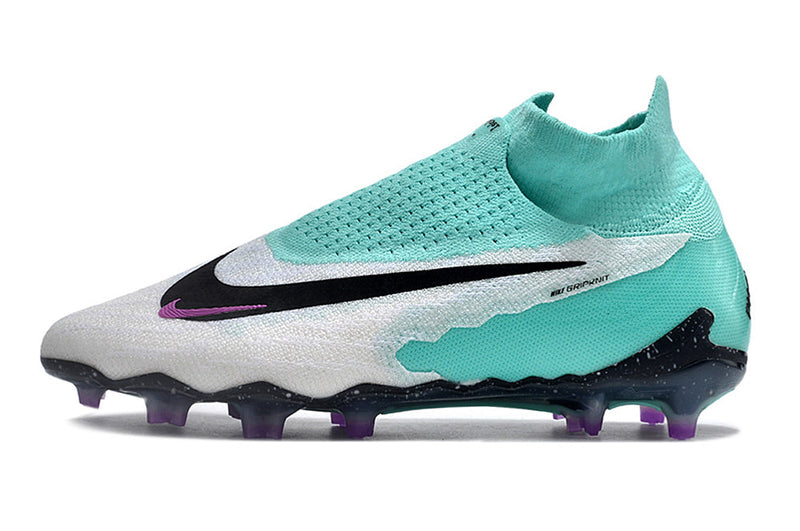 Chuteira Campo Nike Phantom GX DF Elite FG Branca, Verde e Roxa "Peak Ready Pack"