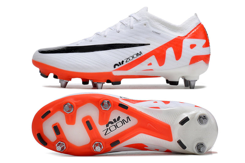 Chuteira Campo Nike Air Zoom Mercurial Vapor 15 Elite Trava Mista Branca e Laranja "Ready Pack"