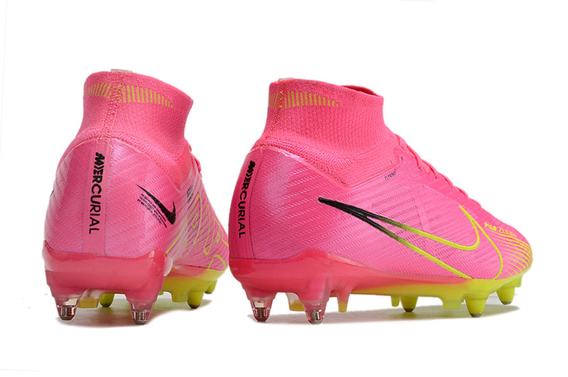 Chuteira Campo Nike Air Zoom Mercurial Superfly 9 Elite Ponta de Aluminio Rosa "Luminous Pack"