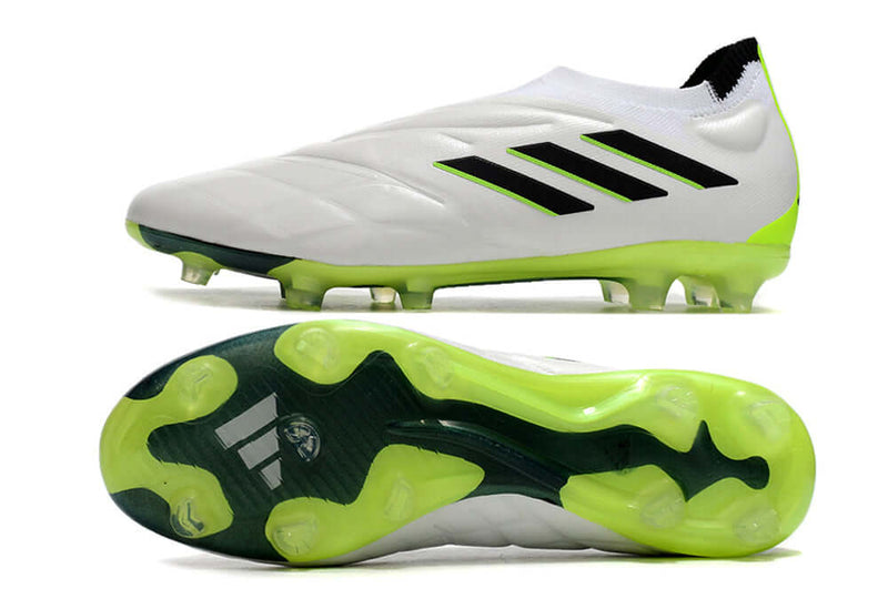 Chuteira Campo Adidas Copa Pure+ FG Branca e Verde "Crazyrush Pack"