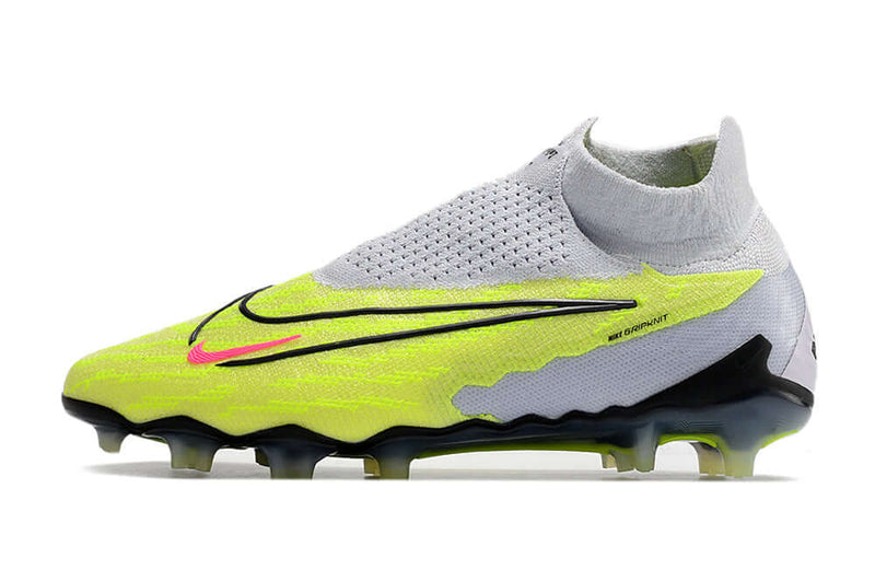 Chuteira Campo Nike Phantom GX DF Elite FG Branca e Verde "Luminous Pack"