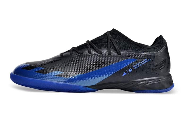 Chuteira Futsal Adidas X Crazyfast.1 IC Preta e Azul "Bugatti"