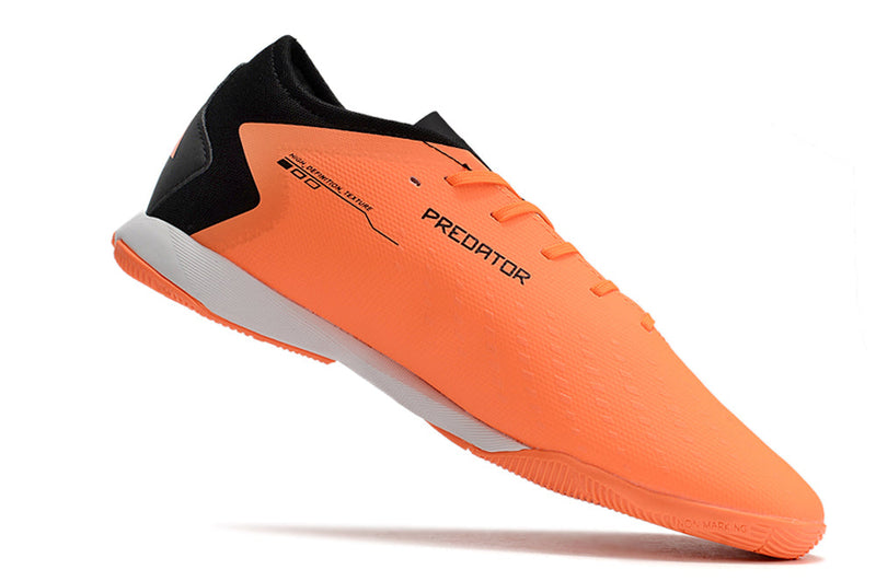 Chuteira Futsal Adidas Predator Accuracy.1 IC Low Laranja e Preta "Heatspawn Pack"