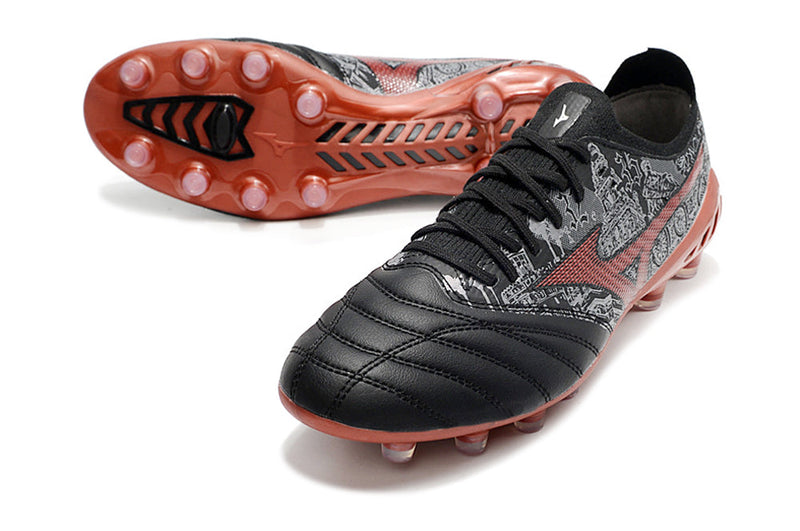 Chuteira Campo Mizuno Morelia Neo 3 FG Preta e Vermelha "Sergio Ramos"