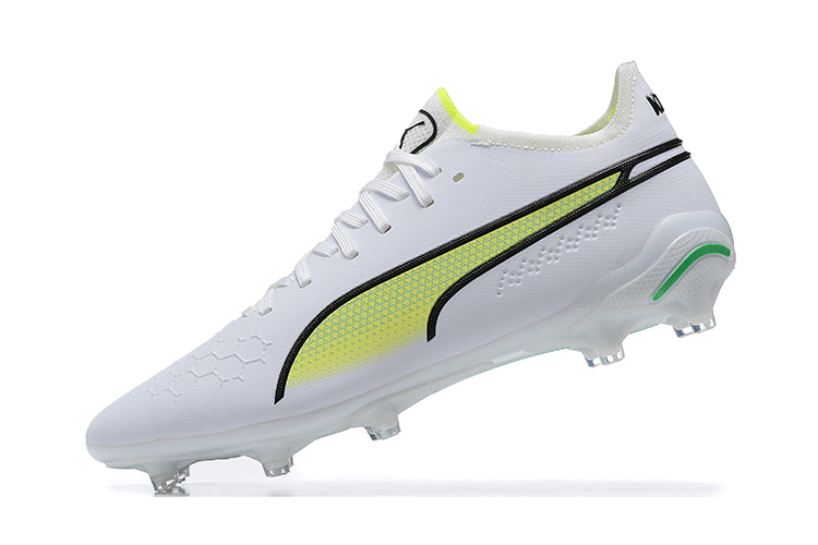 Chuteira Campo Puma King Ultimate FG Branca e Verde " Pursuit Pack"