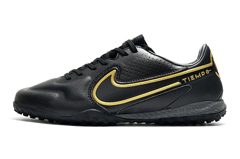 Chuteira Society Nike Tiempo Legend 9 Elite TF Preto e Dourado