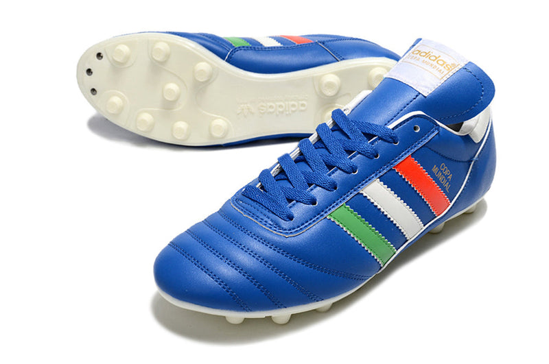 Chuteira Campo Adidas Copa Mundial FG Azul, Branca, Vermelha e Verde "Italy"