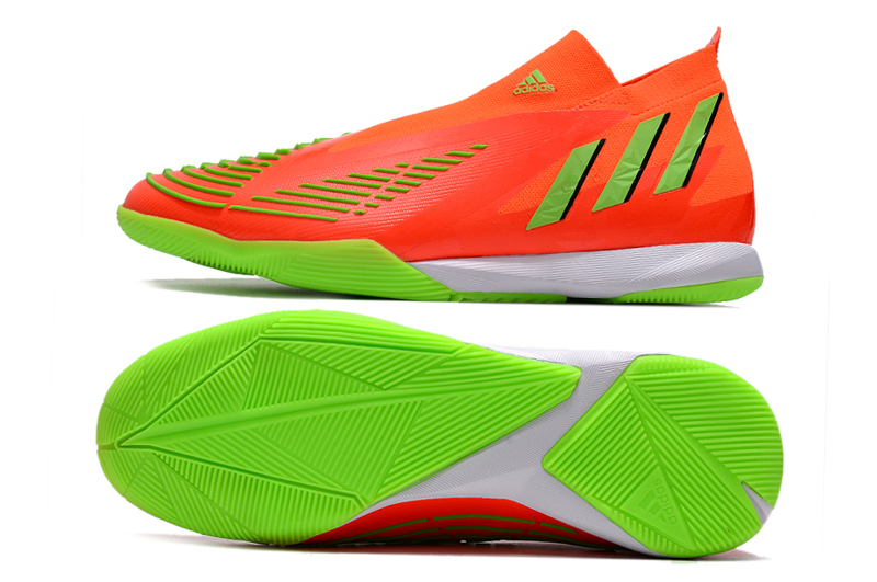 Chuteira Futsal Adidas Predator Edge+ IC Laranja e Verde "Game Data Pack"