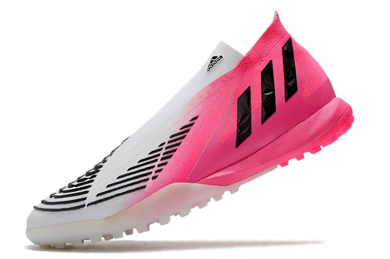 Chuteira Society Adidas Predator Edge+ TF Branca e Rosa "Beckham"