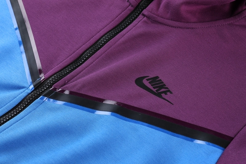 Conjunto de Moletom Nike Sportswear Tech Fleece com Touca Roxo e Azul