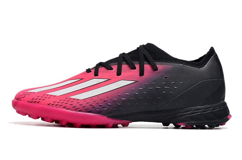 Chuteira Society Adidas X SpeedPortal.1 TF Rosa e Preto "Own You Football Pack"