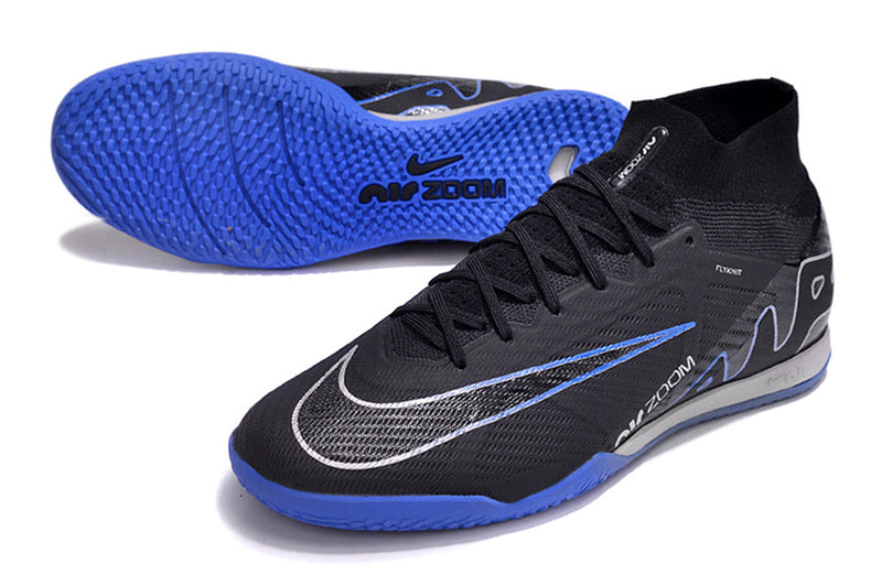 Chuteira Futsal Nike Air Zoom Mercurial Superfly 9 Elite IC Preta e Azul "Shadow Pack"