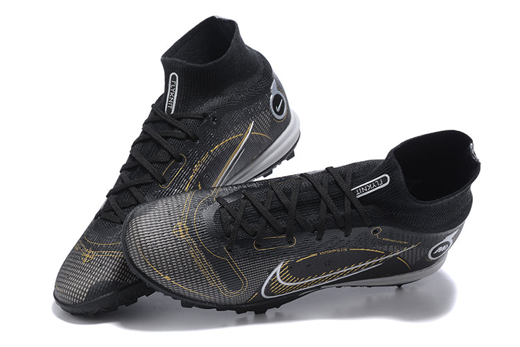 Chuteira Society Nike Mercurial Superfly 8 Elite TF Preta e Dourado "Shadow Pack"