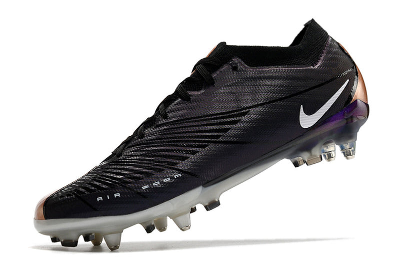 Chuteira Campo Nike Air Zoom Mercurial Vapor 15 Elite Ponta de Aluminio Preta e Cobre "2001"