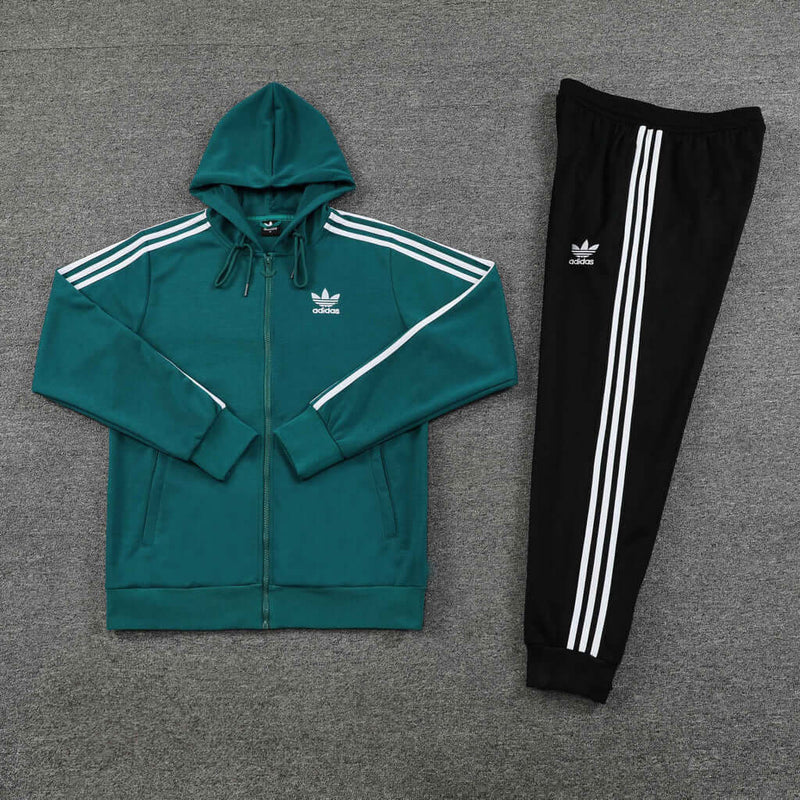 Conjunto de Moletom Adidas com Touca Verde e Preto