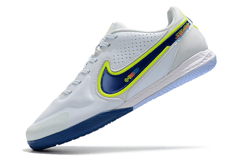 Chuteira Futsal Nike Tiempo Legend 9 Elite IC Branca e Azul "Progress Pack"