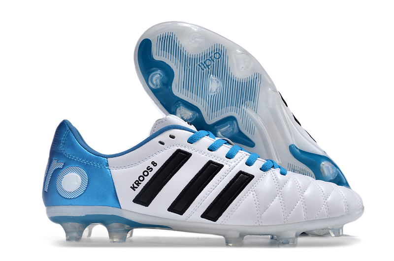 Chuteira Campo Adidas AdiPure 11 Pro FG Branca e Azul "Toni Kroos"